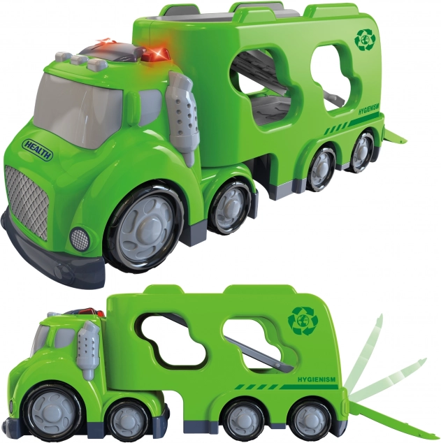 Woopie zelená odtahová služba City Truck s efekty zvuku a světla