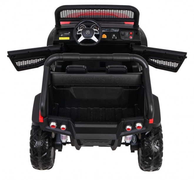 Mercedes Benz Unimog pro děti Červený + 4x4 + dálkové ovládání + nosič zavazadel + pomalý start + MP3 LED