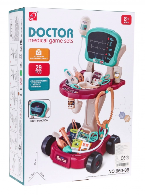Doktorský vozík s RTG panelem pro děti 3+ s 29 doplňky