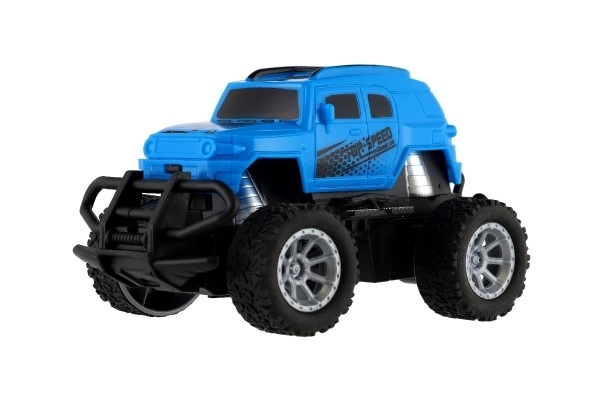 Avto RC mini tovornjak plast 12cm 27MHz na baterije s svetlobami v škatli 18x11,5x10cm – Modré