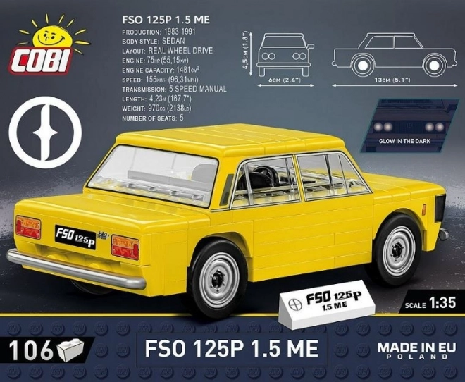 Klasické auto FSO 125p z kostiček