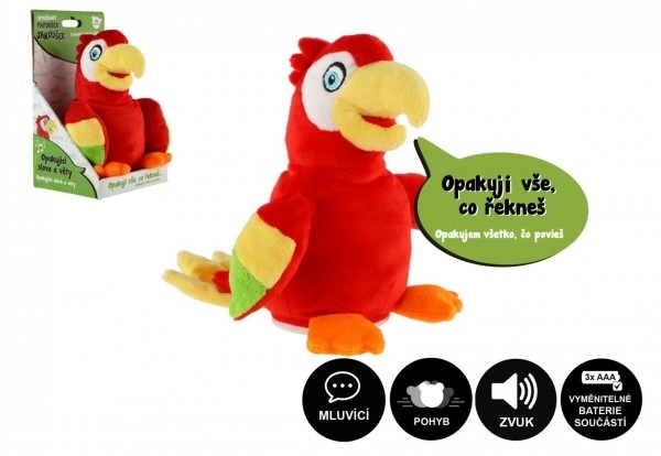 Papoušek Jaroušek opakující věty plyšová hračka