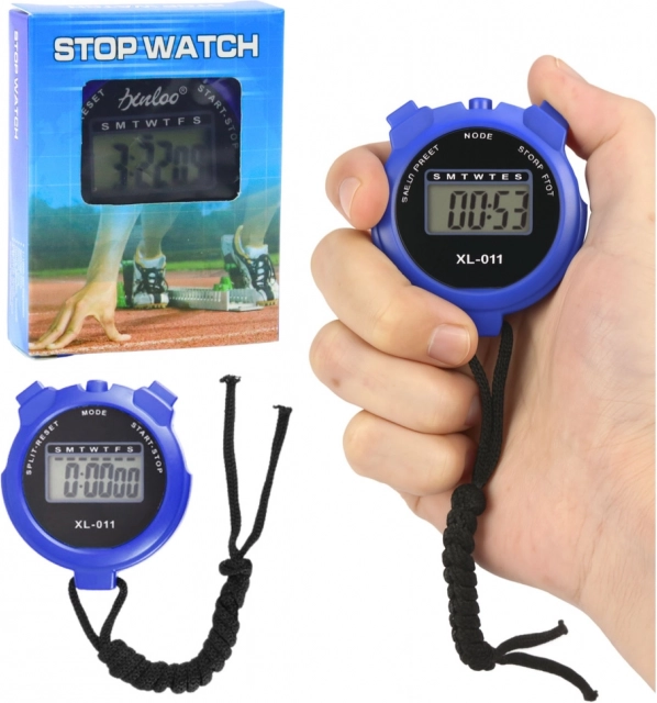 Elektronický sportovní časovač LCD modrý