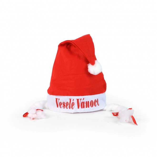 Vánoční čepice s bílými copy