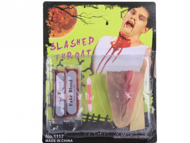 Falešná rána na krku s falešnou krví pro halloween