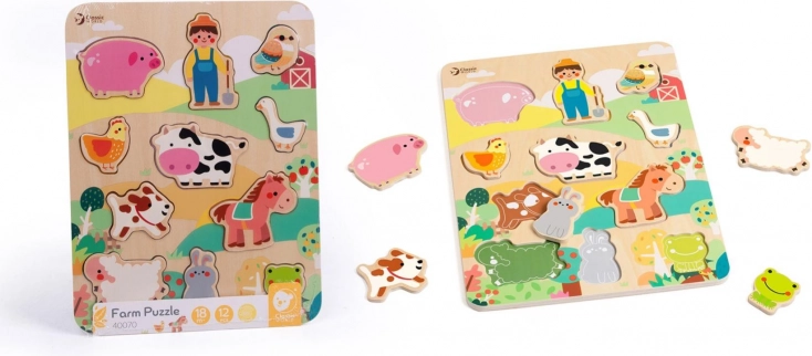 Classic World dřevěné puzzle farma – dopasuj zvířata