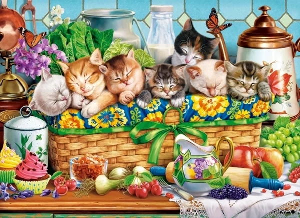 Puzzle CASTORLAND Dřímající koťata 200 dílků