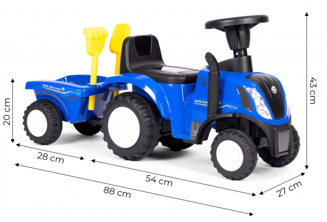 Dětský traktor s přívěsem, interaktivní volant, zvuky – modrý