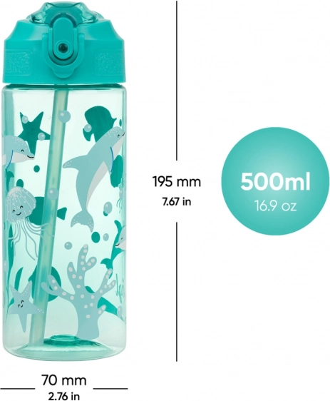 Tritanová láhev s brčkem svět oceánu 500 ml