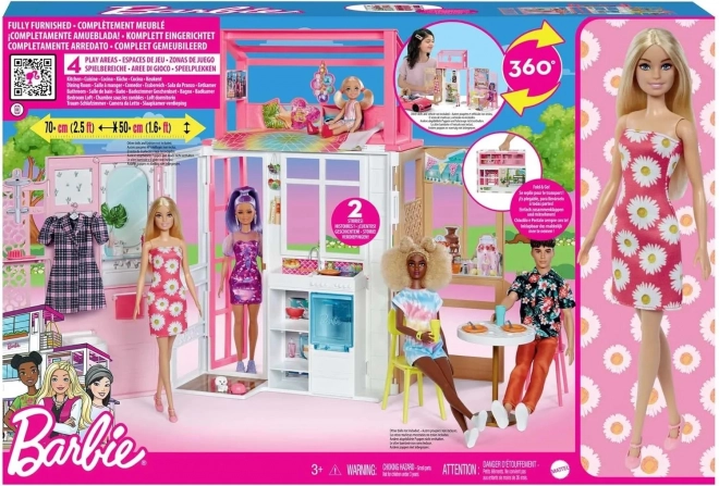 Skládací dům Barbie s panenkou
