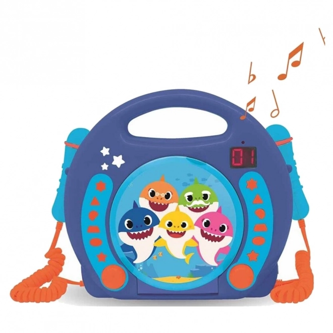 Přenosný CD přehrávač Baby Shark se 2 mikrofony