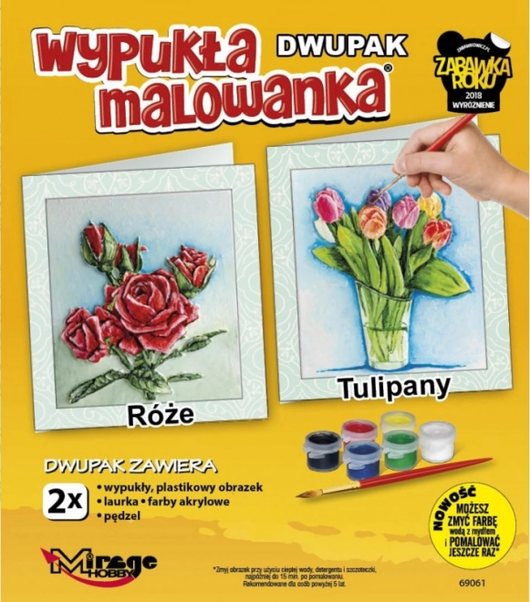 Vypouklé malování Two-pack Květiny Růže-Tulipány
