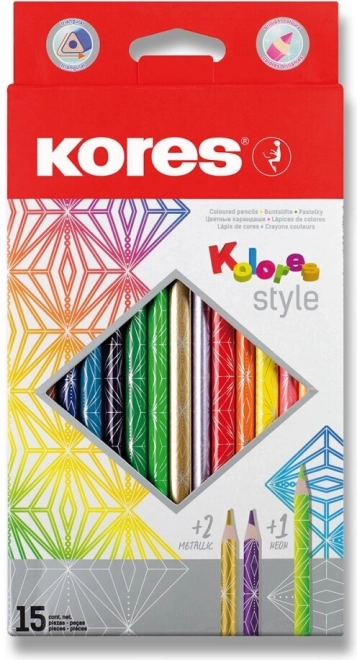 Trojhranné pastelky Kolores Style 15 ks