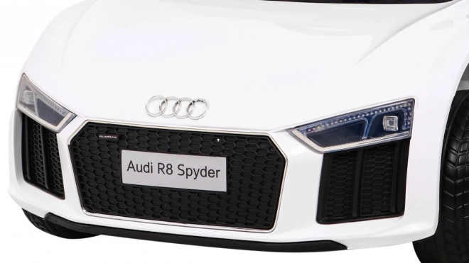 Audi R8 na baterie pro děti Bílá + Dálkové ovládání + EVA + Pomalý start + MP3 LED