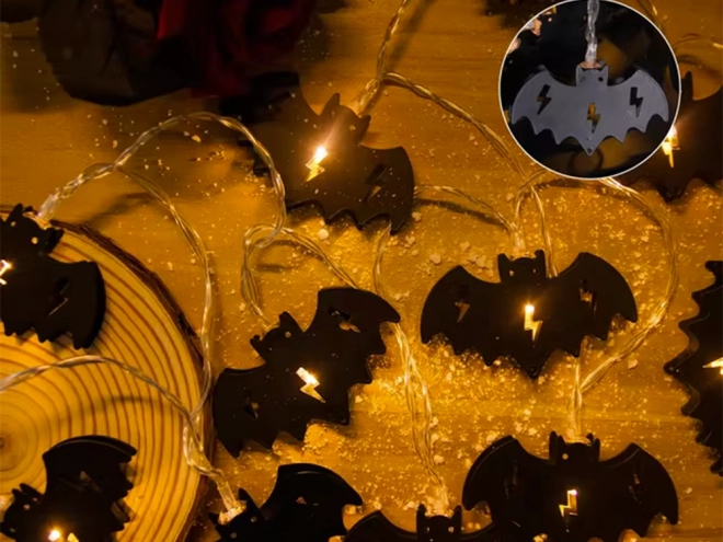 LED halloweenská girlanda s netopýry 200 cm