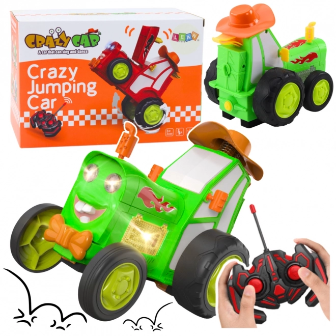 Zelený skákající traktor na dálkové ovládání