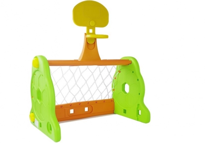 Dětská hřiště na fotbal a basketball 2v1 v zeleno-oranžové barvě