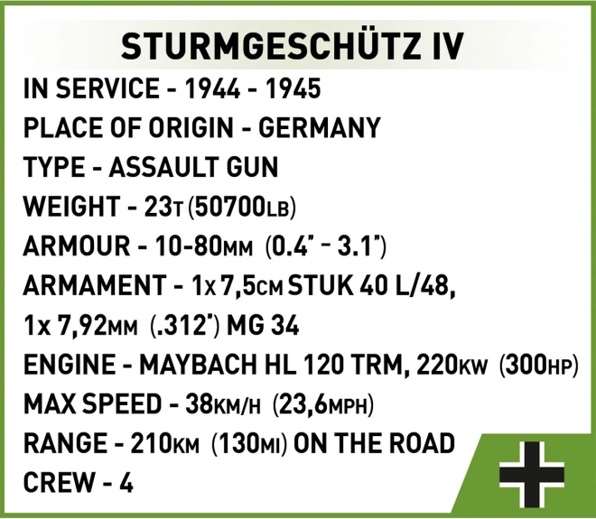 COBI 2576 II WW Sturmgeschutz IV, 1:28, 952 k