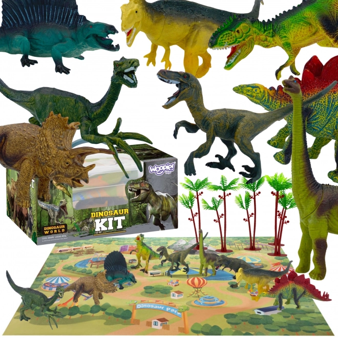 Sada figurek dinosaurů s herní podložkou a kufříkem