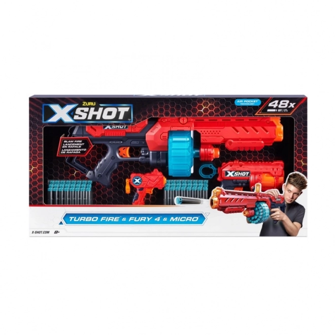 Sada blasterů X-Shot Excel Turbo Fire + Fury 4 + Micro