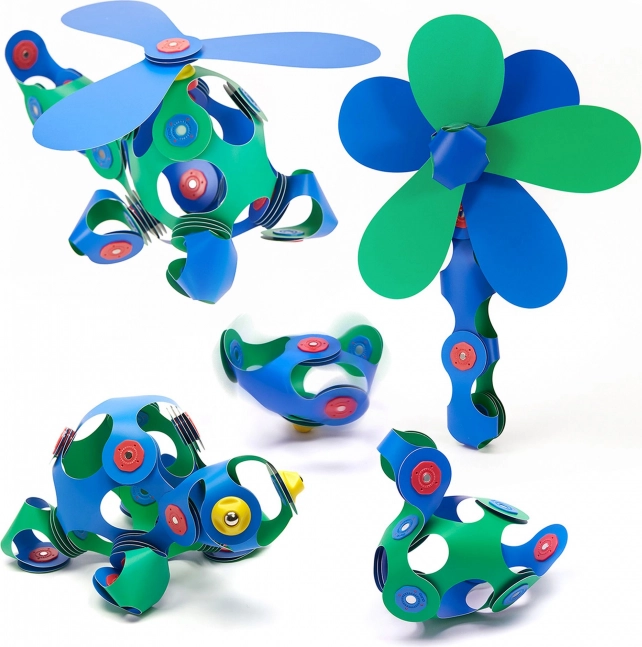 Magnetické bloky Clixo Crew pack, zelená a modrá