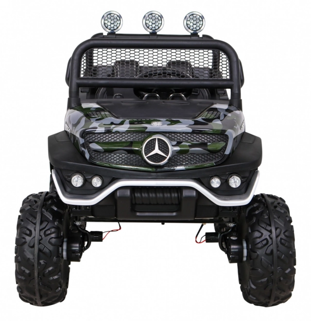 Mercedes Benz Unimog pro děti Moro lak + pohon 4x4 + dálkové ovládání + zavazadlový prostor + pomalý start + MP3 LED