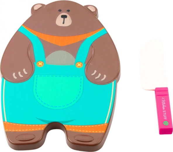 Roztomilé prkénko ve tvaru medvídka a dětský nožík