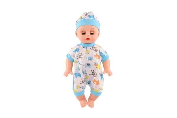 Panenka miminko plast 32cm pevné tělo pijící, čůrající na baterie se zvukem s doplňky v sáčku