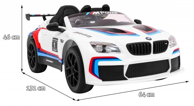dětské elektrické autíčko BMW M6 GT3 s dálkovým ovládáním, MP3 a LED světly – bílé