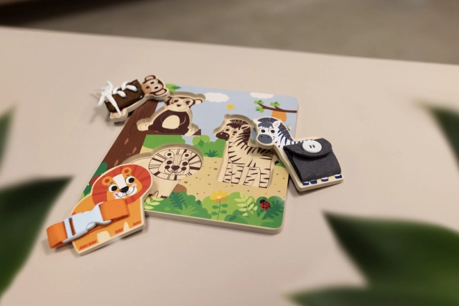Dřevěné Montessori safari puzzle pro děti