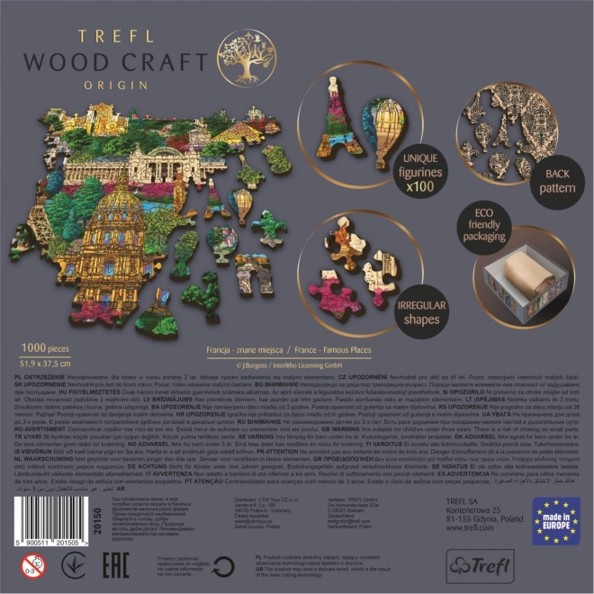Dřevěné puzzle TREFL Slavná místa Francie 1000 dílků