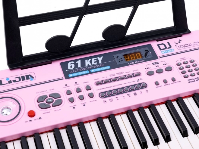 Organy a mikrofon 61 kláves – Růžová