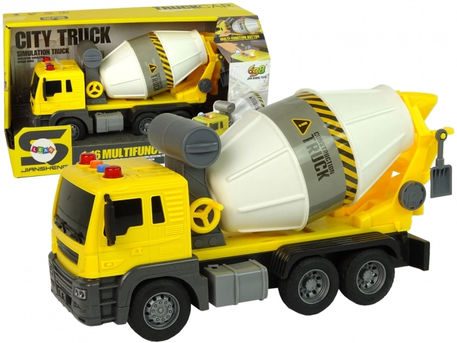 Míchačka na beton žlutá rotující hruška zvukové světlo 1:16