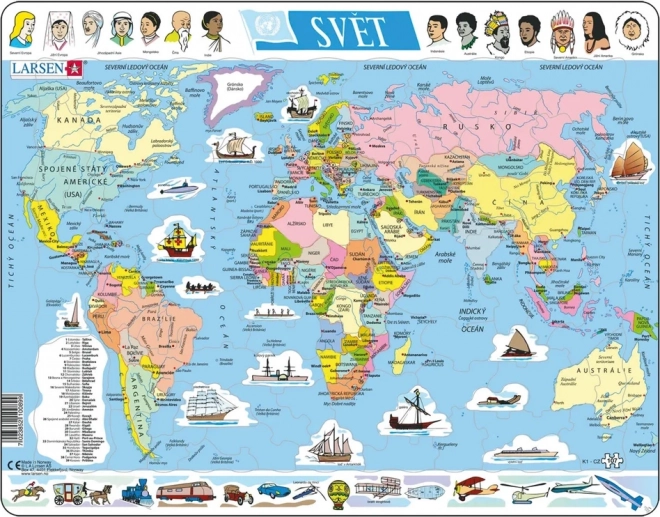 Larsen puzzle svět politická mapa 107 dílků