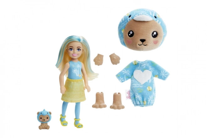 Panenka Barbie Cutie Reveal Chelsea Teddy Bear - Delfín