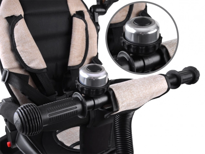 Dětská tříkolka Tiny Bike 3v1 s otočnou sedačkou a stříškou – Béžová