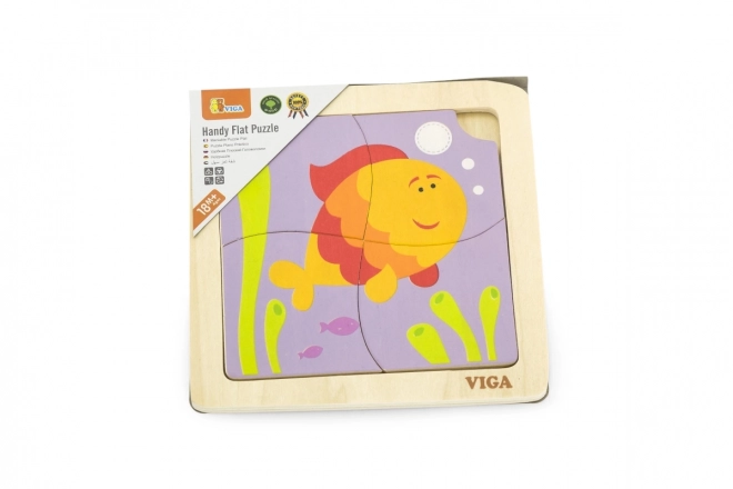 VIGA Dřevěné puzzle Rybička 4 dílky