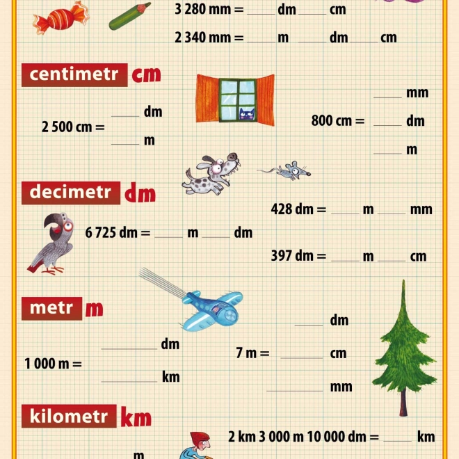 Jednotky délky – výuková tabulka A4
