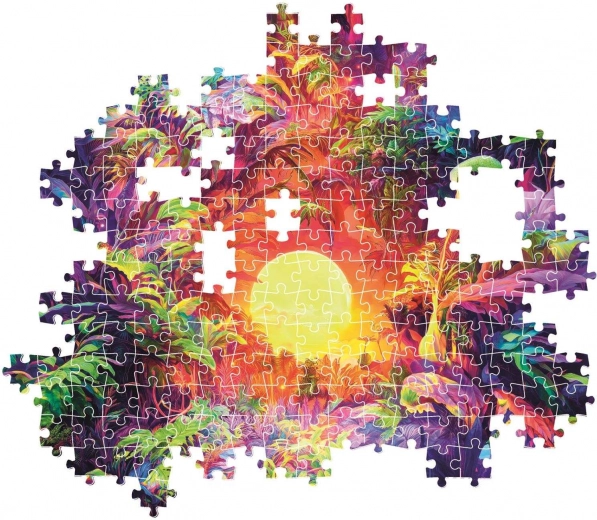 Zářivý motiv džungle při svítání