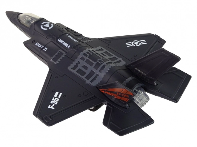 Černý třecí pohon letadla se světly a zvuky 1:72