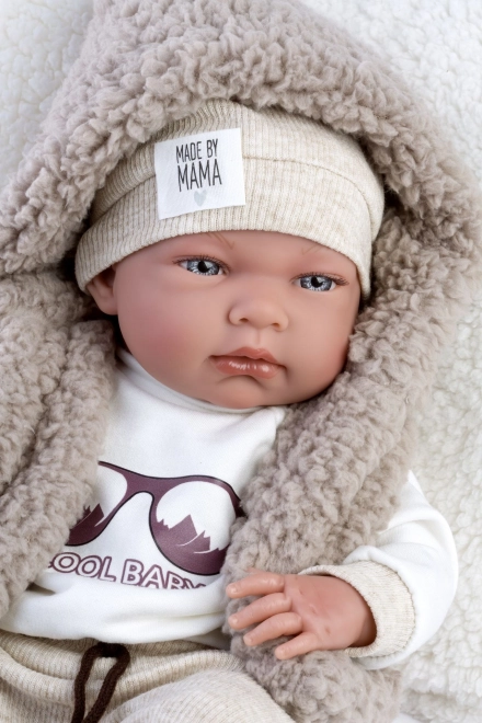 Llorens 73899 NEW BORN CHLAPEČEK - realistická panenka miminko s celovinylovým tělem - 40 cm