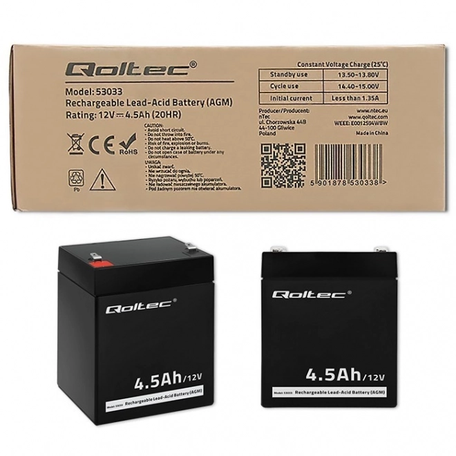 Akumulátor Qoltec AGM 12V 4.5Ah