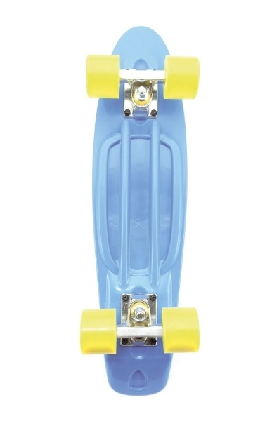 Skateboard - pennyboard 60cm nosnost 90kg, kovové osy – Modrý, žlutá kola