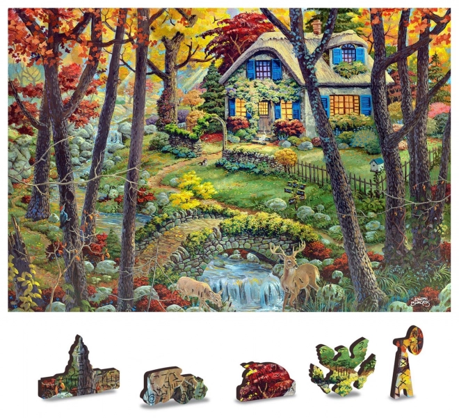 Dřevěné puzzle Chata v lese od WOODEN CITY
