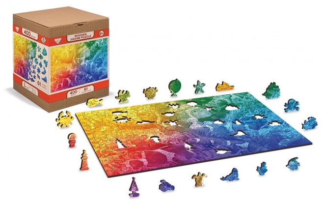 Dřevěné puzzle tropické ryby dvakrát jinak