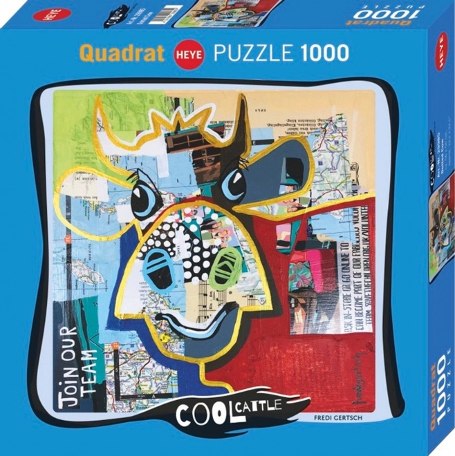 Čtvercové puzzle Tečkovaná kráva 1000 dílků