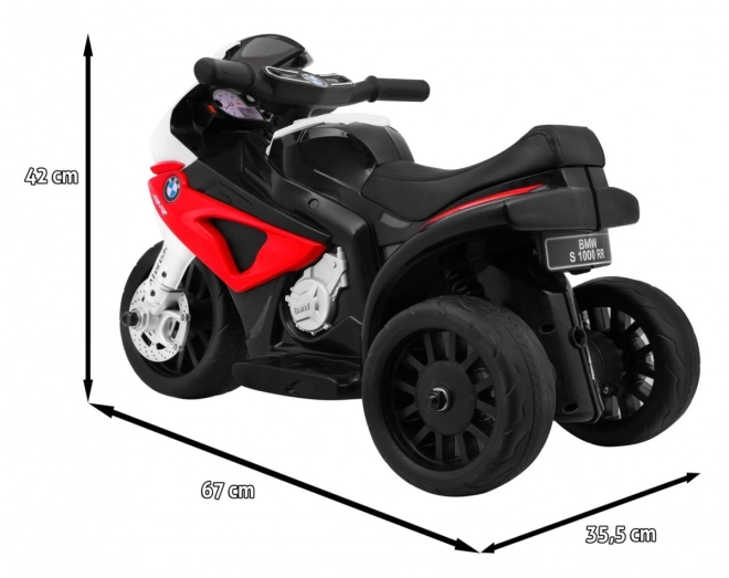 BMW S1000 RR Mini motorka na baterie + 3 kola + zvuky + LED dioda – Červená