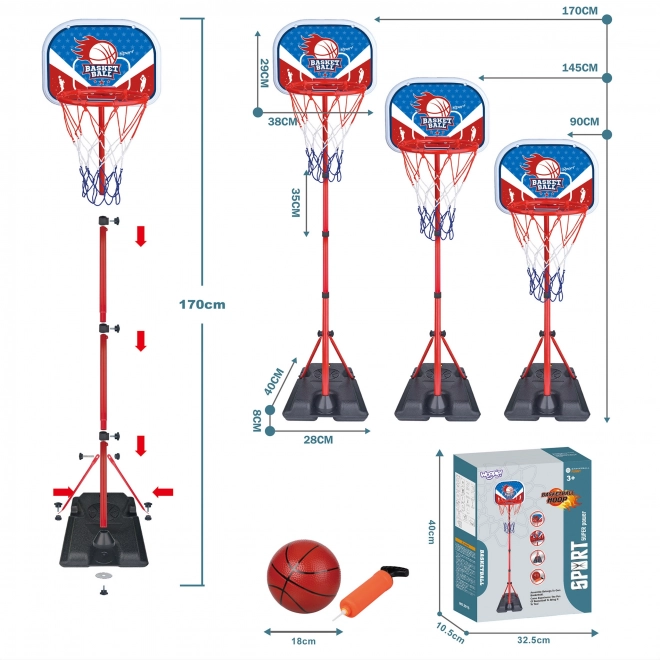 Sada na basketbal WOOPIE se stojanem a míčem