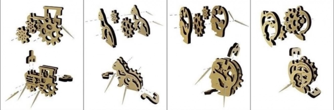 3D dřevěné mechanické puzzle Ugears - mechanické přívěšky