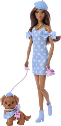 barbie dvojí kostým – puntíky panenka s pejskem a doplňky